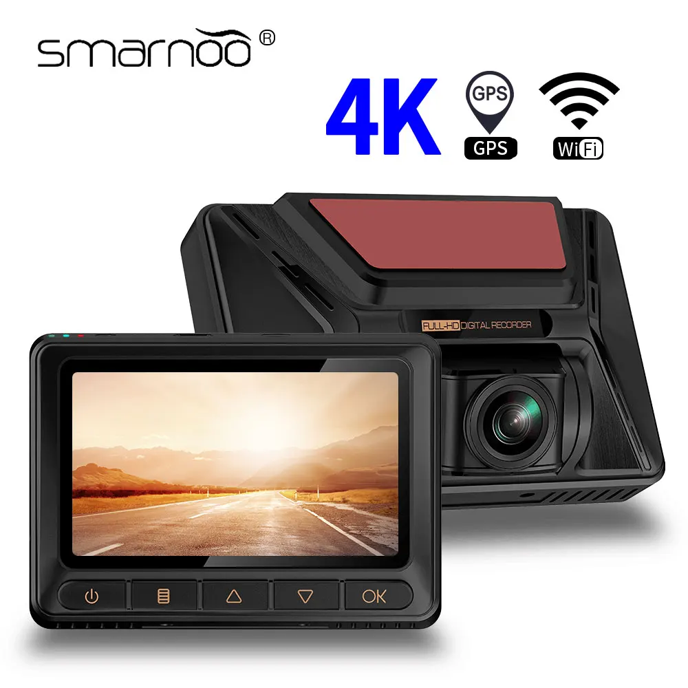 

Car DVR Cam 4K 3.0IPS Screen Driving Recorder GPS Tracker 170 Wide Angle Detection WiFi Dashcam Registrar