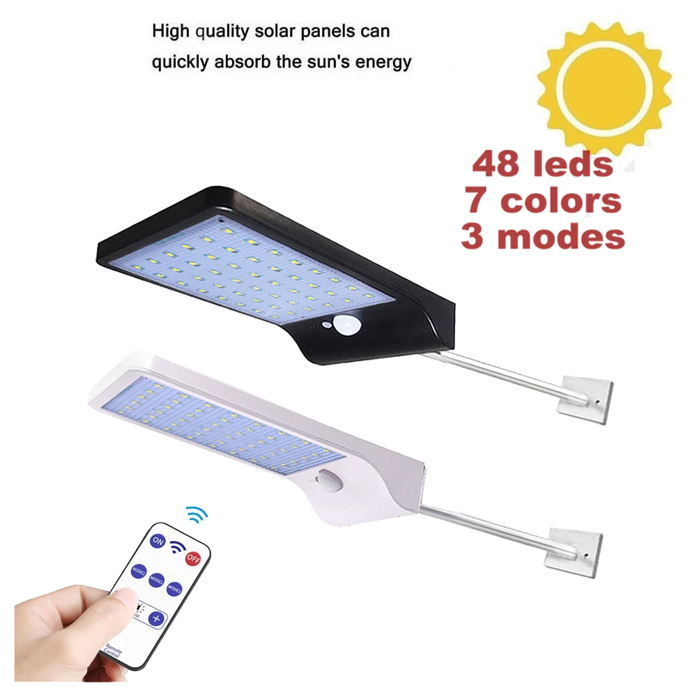

Aluminum pole 48/36 LED 3 mode Outdoor Waterproof Motion Sensor Solar Wall spot flood lamp security Light For Garden yard patio