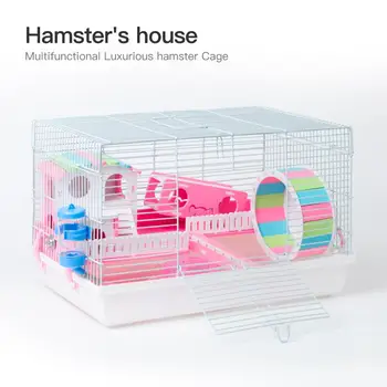 

Hamster Cage Includes Free Water Bottle Exercise Wheel Slide Food Dish Hamster Hide-Out House Small Animlas Home Small Pet Bed