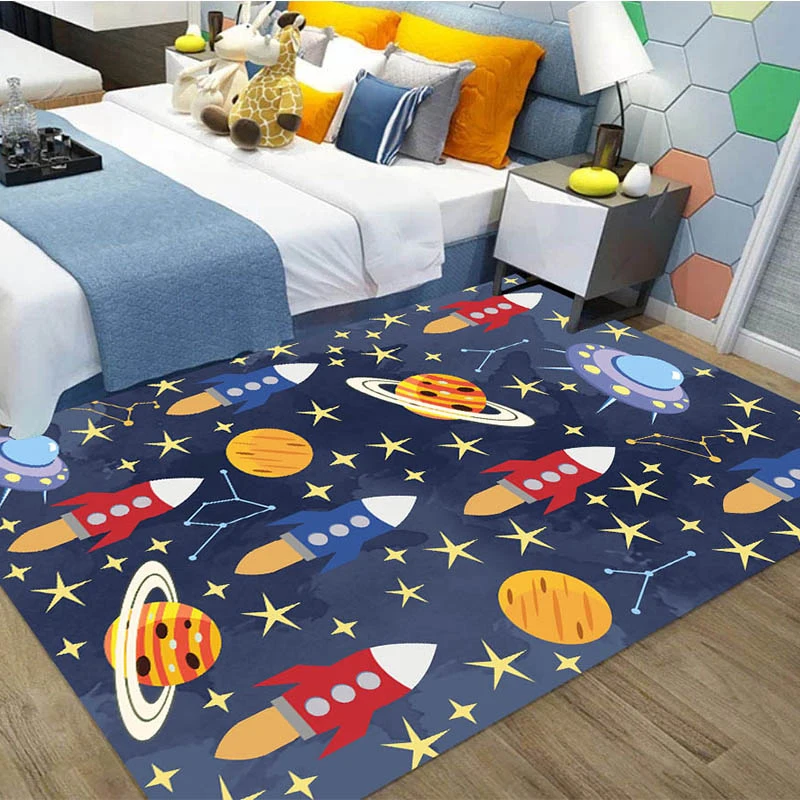 Super Soft Star Printing Silk Rug Indoor Modern Shag Non-Slip Silky Rugs Bedroom Floor Mat Baby Nursery Children Carpet | Дом и сад