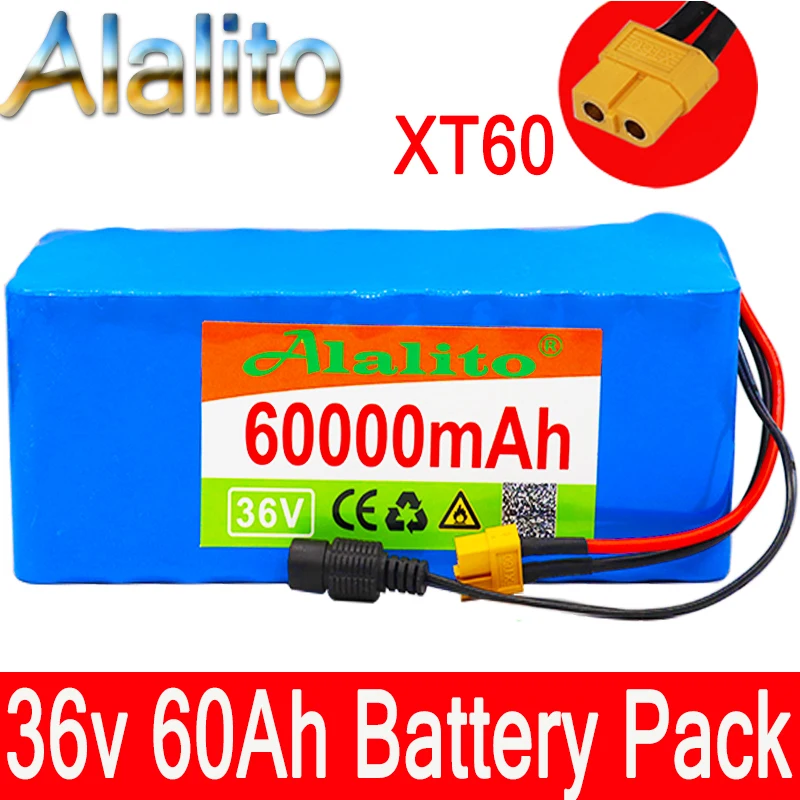 36V battery 10S4P 60Ah pack 500W high power 42V 60000mAh Ebike electric bicycle BMS 42v with xt60 plug | Электроника