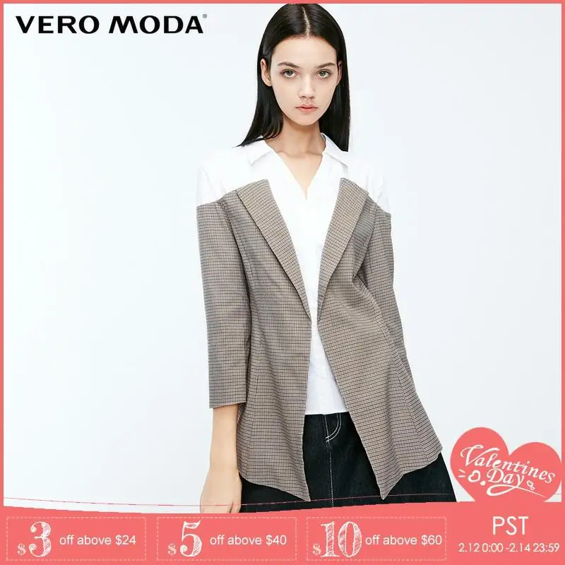 Cena Vero Moda styl angielski z kołnierzykiem z klapami szwy pledy koszula bluzka | 318431510