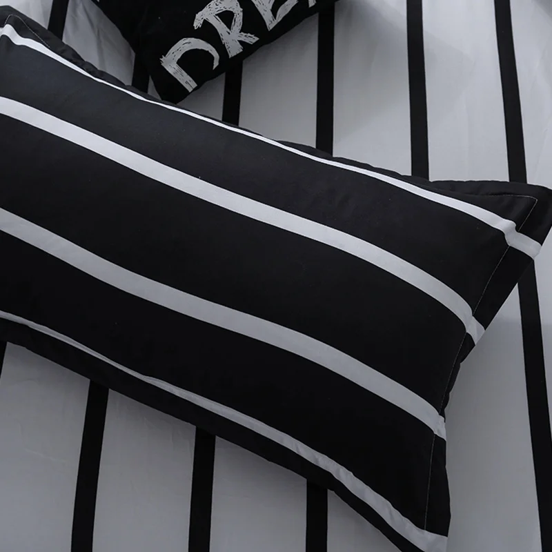 Black and White Color Stripe Bed Cover Sets Twin/Full/Queen/King/Super King size Quilt Cover Bed Sheet Pillowcase Bedding Set