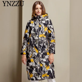 

Winter Camouflage print Women Down jacket High quality Thick Warm Female Long Coat with Hooded Loose Casual Outwear YNZZU 9O156