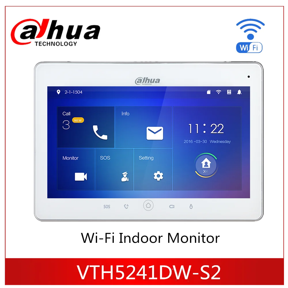 

Dahua Video Intercoms VTH5241DW WiFi Indoor Monitor 10" TFT Touch Screen for IPC surveillance Micro SD card optional max 32GB