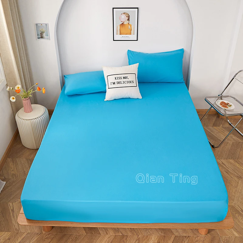 1 pezzo di lenzuolo in tinta unita per camera da letto, fascia elastica in poliestere al 100% attorno alla biancheria da letto, solo lenzuolo (escluse federe)