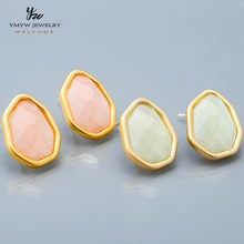YMYW конфетные корейские сережки-шпильки, модные милые серьги из полимерного камня розового и зеленого цветов, геометрические медные женские серьги для вечеринки, дня рождения, подарок