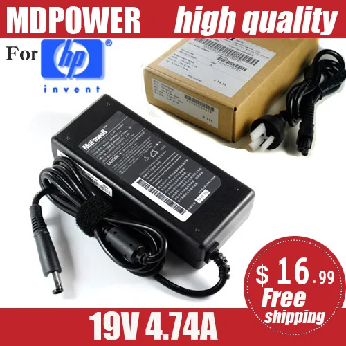 MDPOWER-cable de alimentación de cargador/adaptador de CA para portátil HP, 19V, 4,74a, 90W