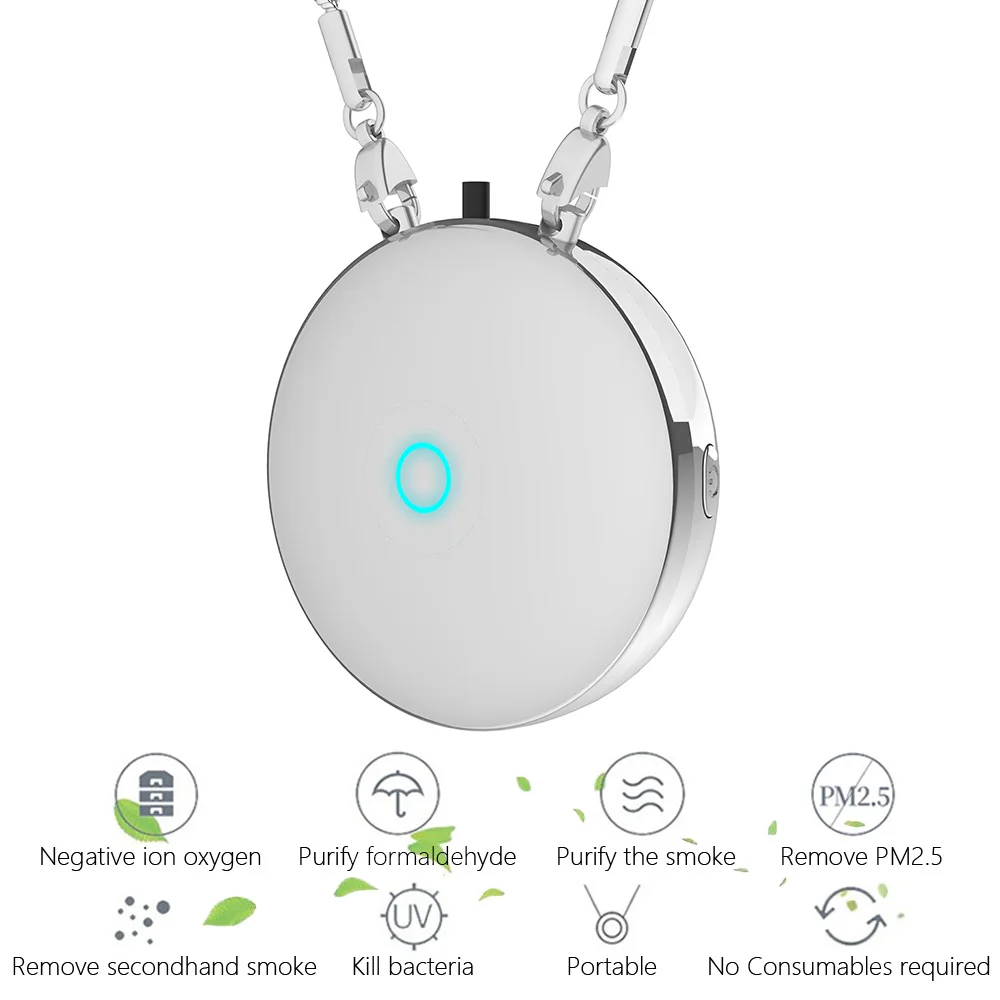 

New Simplicity Mini Air Purifier Wearable Necklace Type Hanging Neck Air Purifier Portable Negative Ion Car Personal Purifier