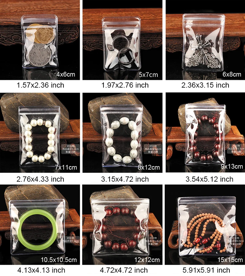 50pcs PVC Self Sealing Plastic Jewelry Zip Lock Bags Thick Clear Ziplock Earrings Packaging Storage Bags 3