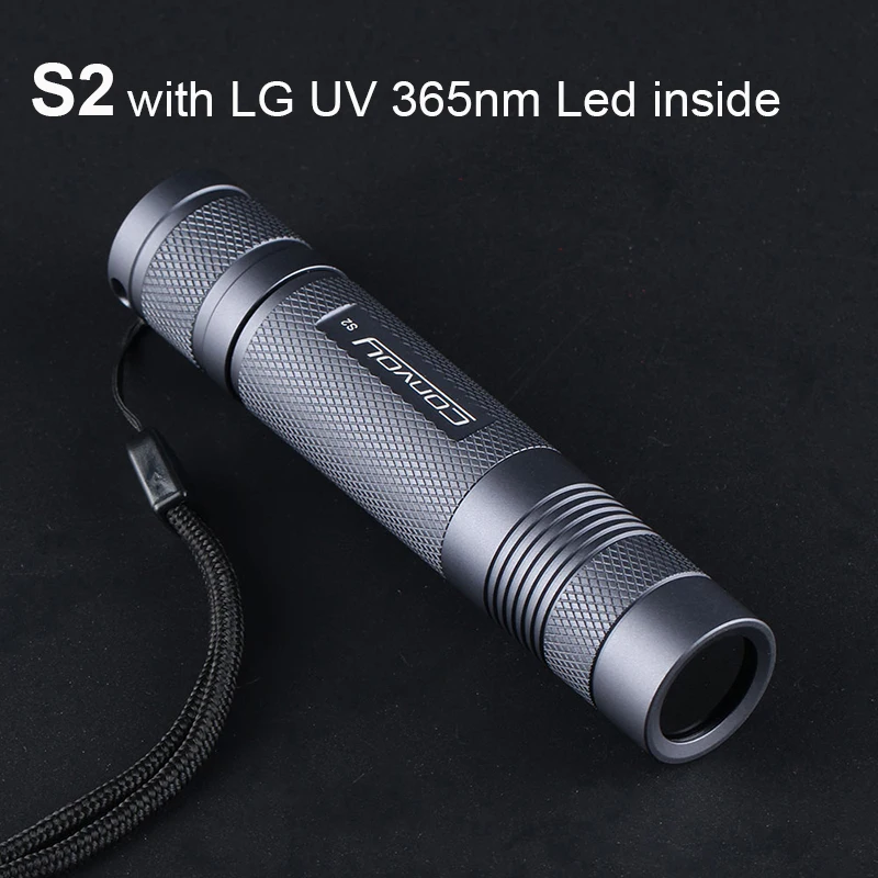 UV Flashlight Convoy S2 LG UV 365nm EDC Torch Light 5W Grey 18650 Flash Light Lanterna Ultraviolet Linterna Ultra Violet Lamp
UV Flashlight Convoy S2 LG UV 365nm EDC Torch Light 5W Grey 18650 Flash Light Lanterna Ultraviolet Linterna Ultra Violet Lamp