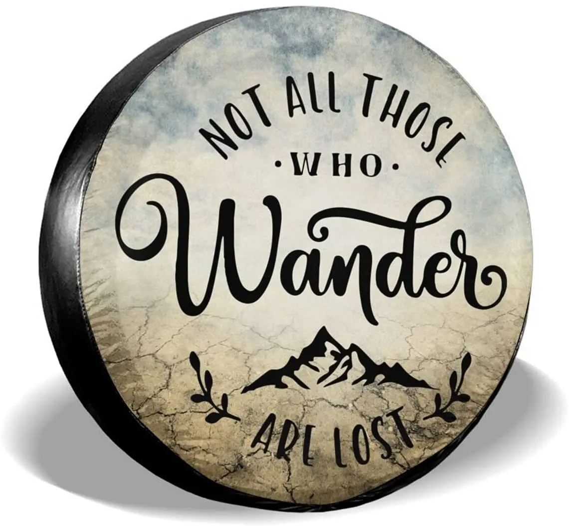 

cozipink Not All Those Who Wander are Lost Spare Tire COVER CAR Camping Wheel Protectors Weatherproof Universal for Trailer