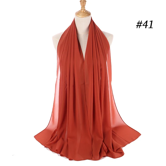 women plain bubble chiffon scarf hijab wrap printe solid color shawls headband women hijabs scarves/scarf 60 colors COLOR 41