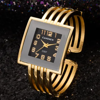 

Women Luxury Square Bangle Bracelet Watch 2019 New Stylish Gold Dial Girls Dress Quartz Watches bayan kol saati