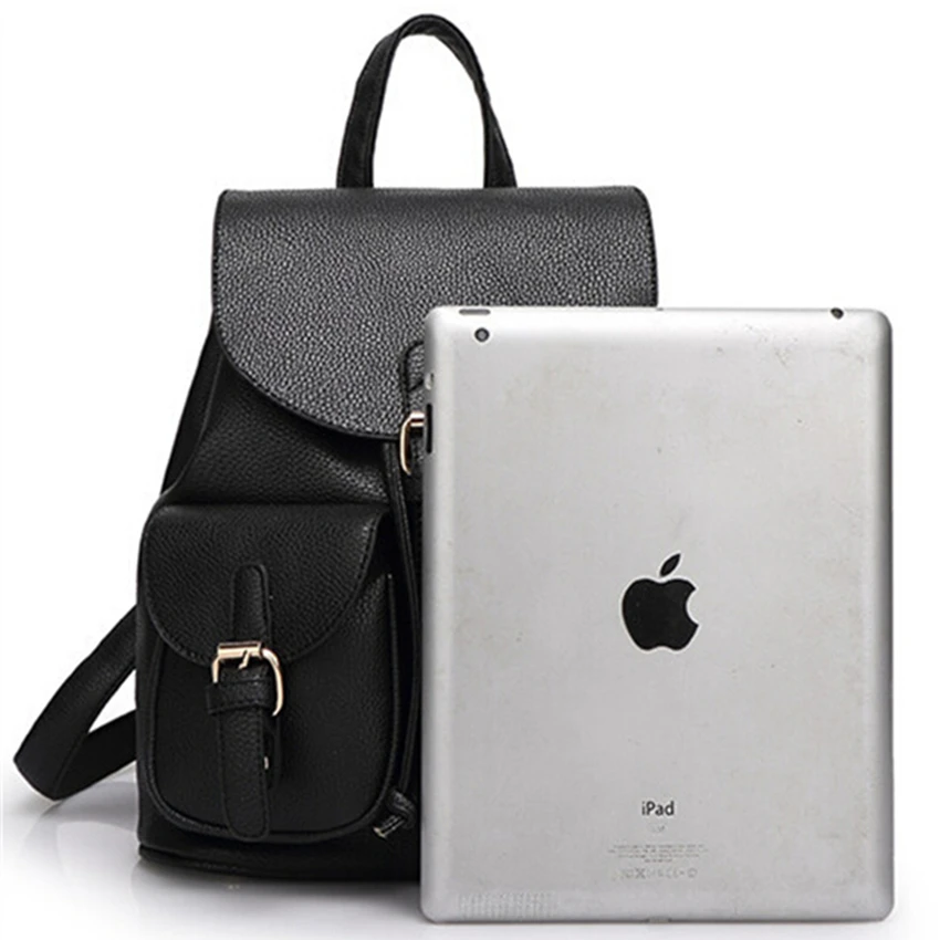 Женский кожаный рюкзак черный Bolsas Mochila Feminina большой школьный для девушек