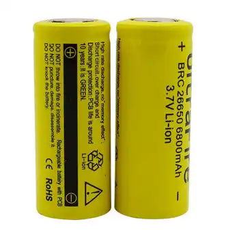 

100% New Portable New 2pc/lot 6800mah 3.7v Battery 26650 Rechargeable Li-Ion Battery For Flashlight/Headlamp
