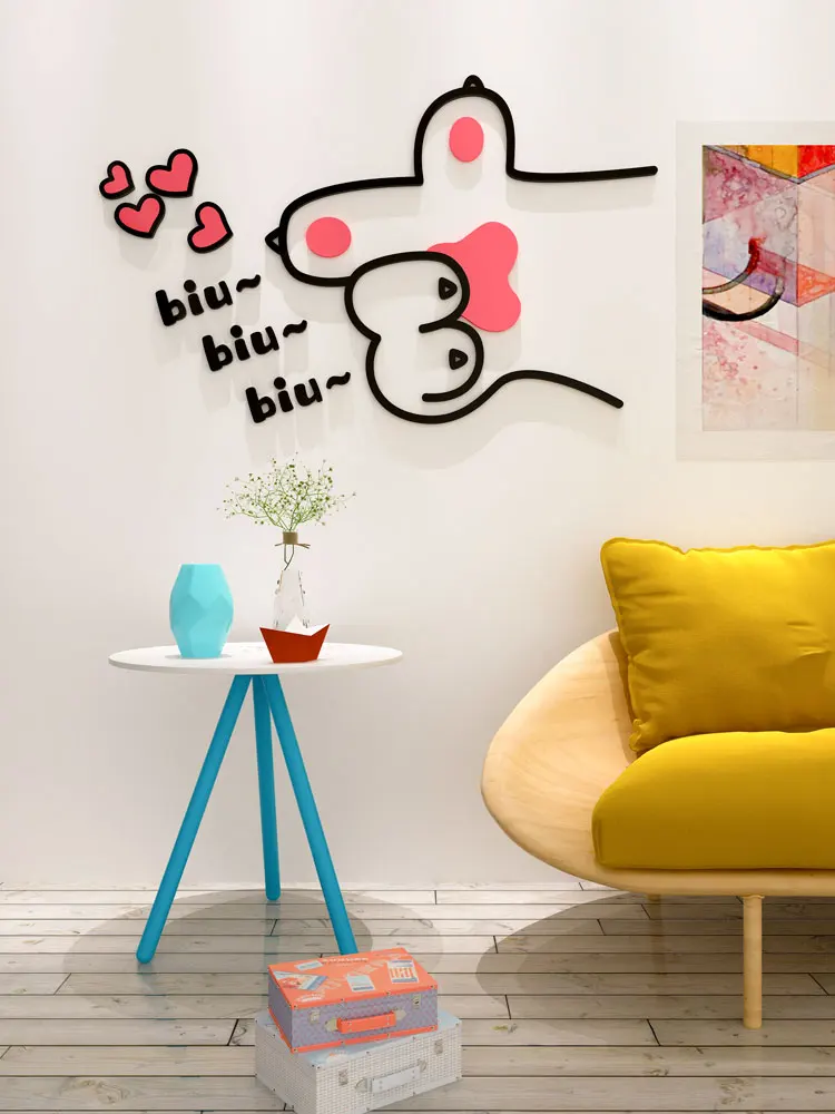 

WS131 Lovely girl's heart 3D wall sticker painting living room children's room door bedroom bedside dormitory renovation