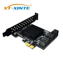 XT-XINTE 6 портов SATA 3,0 к PCI express карта расширения PCI express SATA адаптер SATA 3 конвертер с теплоотвод 88SE9215 чип для HDD