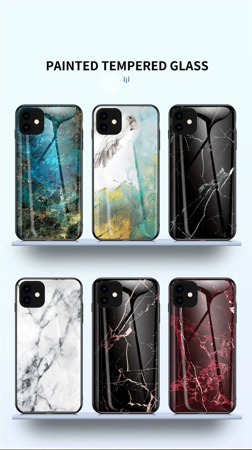 Luxury Coque Glass Case for iPhone 11 Pro Max XR XS X Cover iphone11 Funda Phone Case for iPhone 11 Pro Max 6s 6 7 8 Plus SE 5s (2)