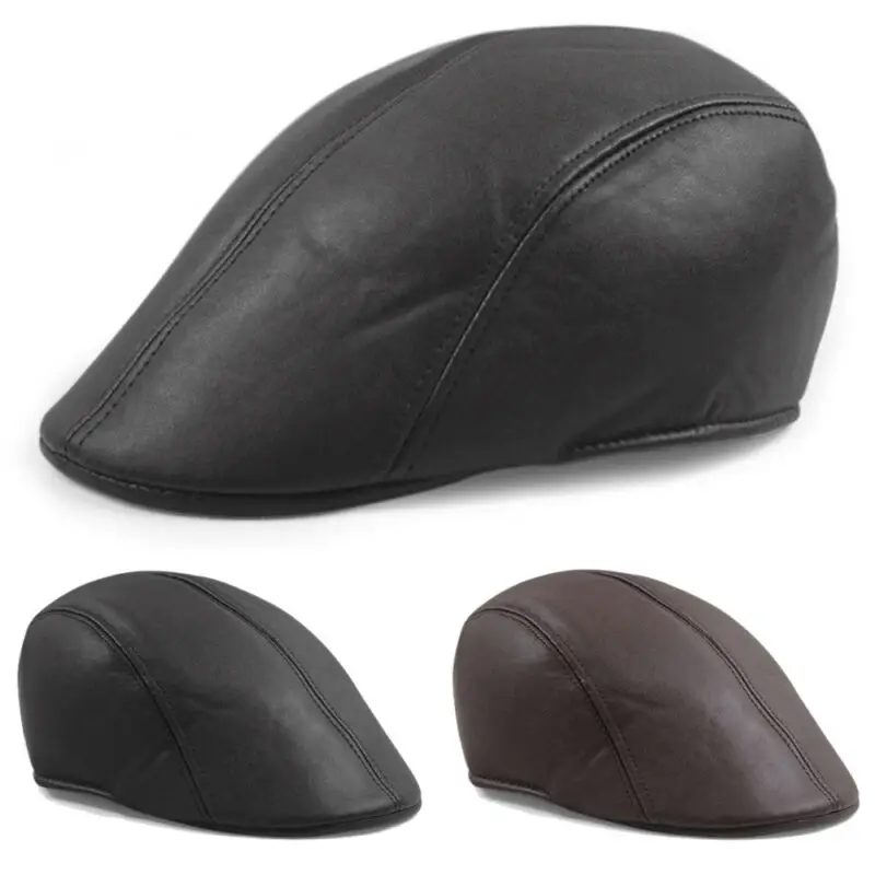 Винтажные мужские кожаные плоские кепки Ivy Newsboy gatsby Bonnet Cabbie Biker Beret Hat | Аксессуары