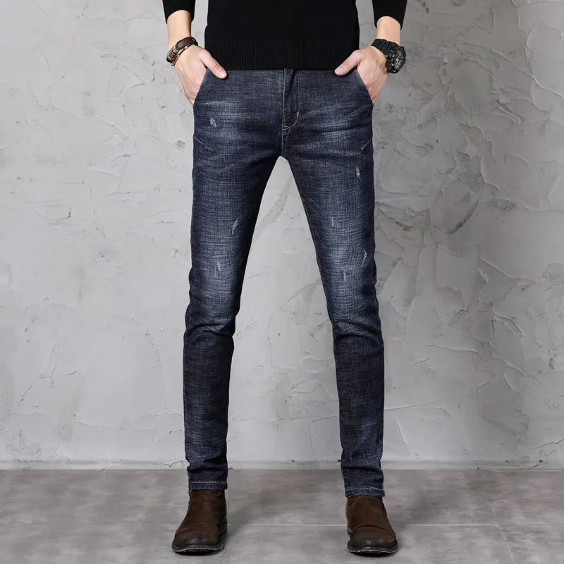 

Jeans Men's Spring And Autumn 2018 New Style Korean-style Slimming Fashion Man Versatile Elasticity Casual Pants Cool Trend Skin
