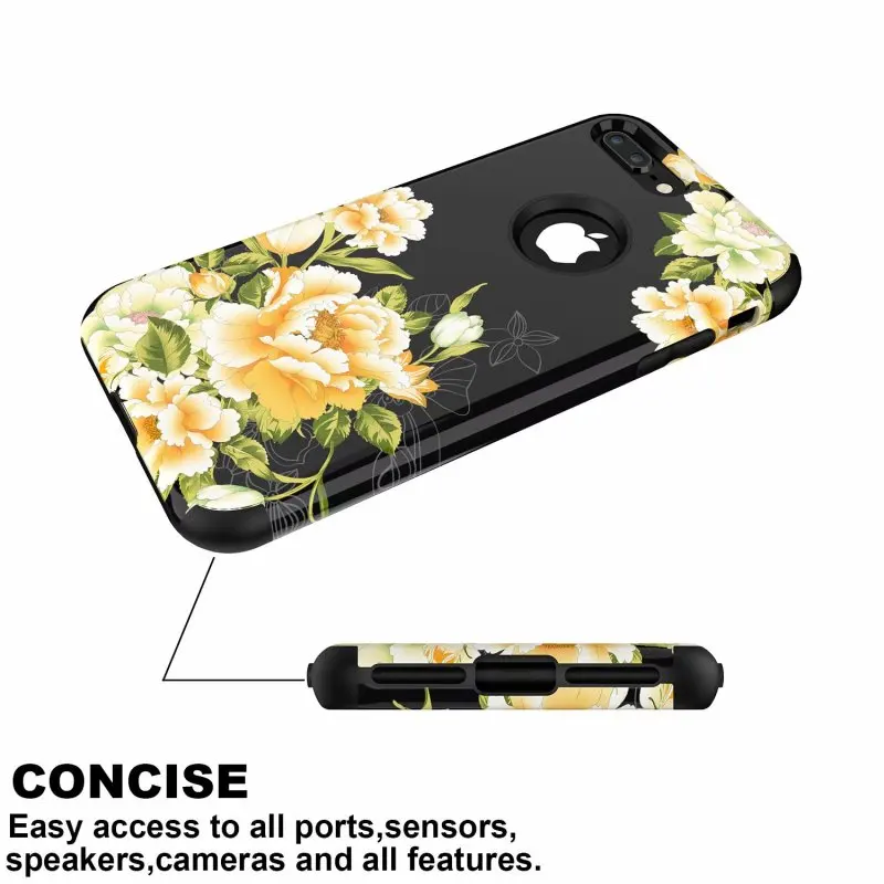 Роскошный чехол 3 в 1 для iPhone 11 pro Max 7 8 6 6s Plus X Xs max XR, Жесткий Чехол для телефона с цветочным рисунком, силиконовый бампер, противоударный чехол