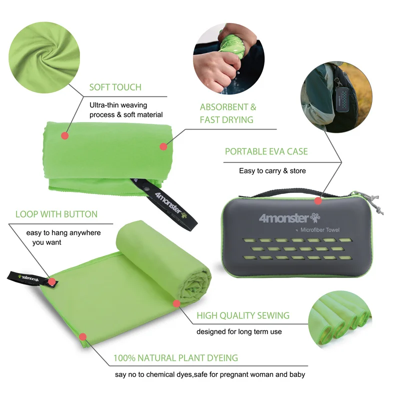 Beach Towel Super Absorbent, Fast Drying Microfiber Towel, Ultra Soft Compact Gym Towel , Sea Big Towel 4