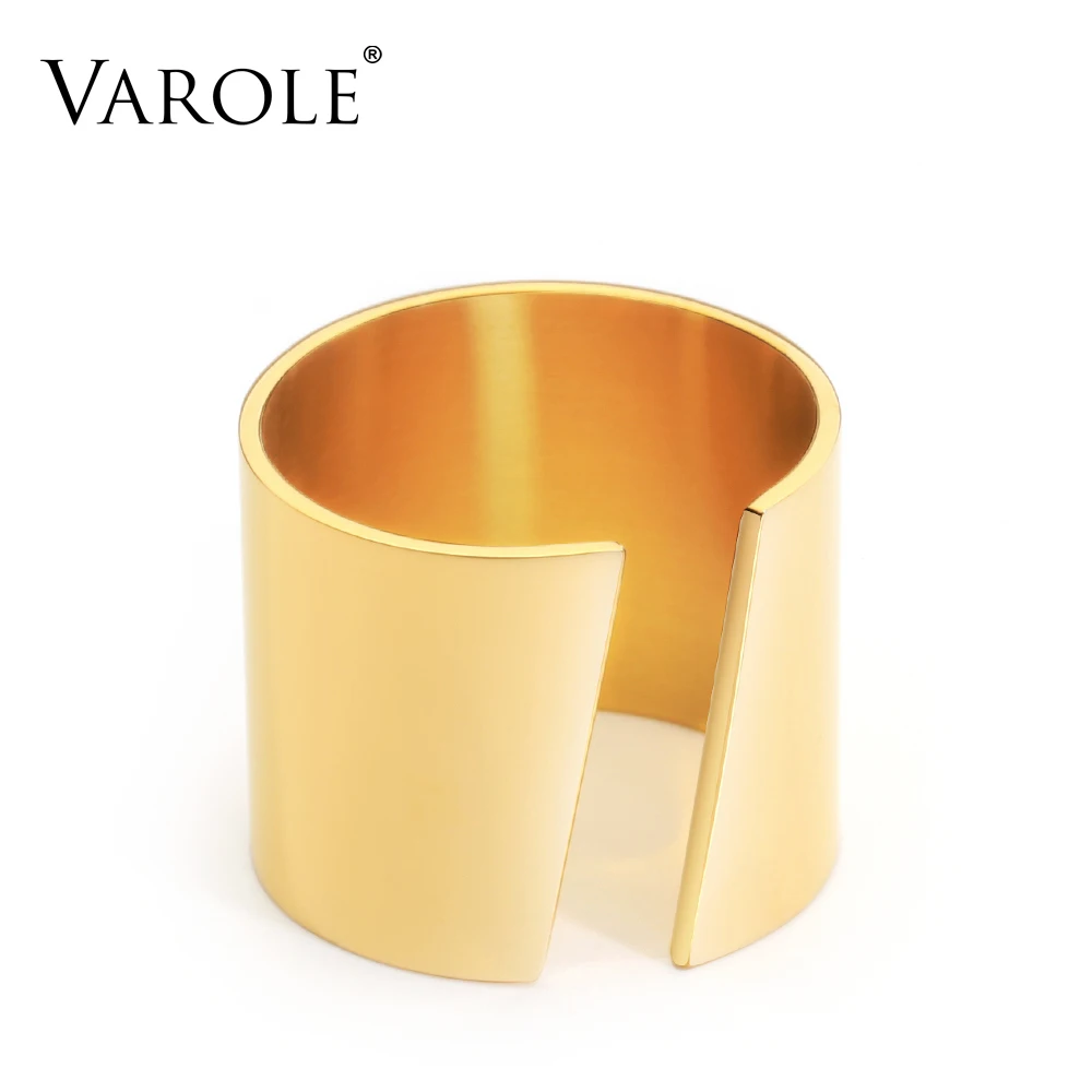 Gold Color VAROLE панк простое кольцо золотого цвета из нержавеющей стали минималистичные геометрические кольца для женщин модные ювелирные изделия - Цвет основного камня: Gold Color
