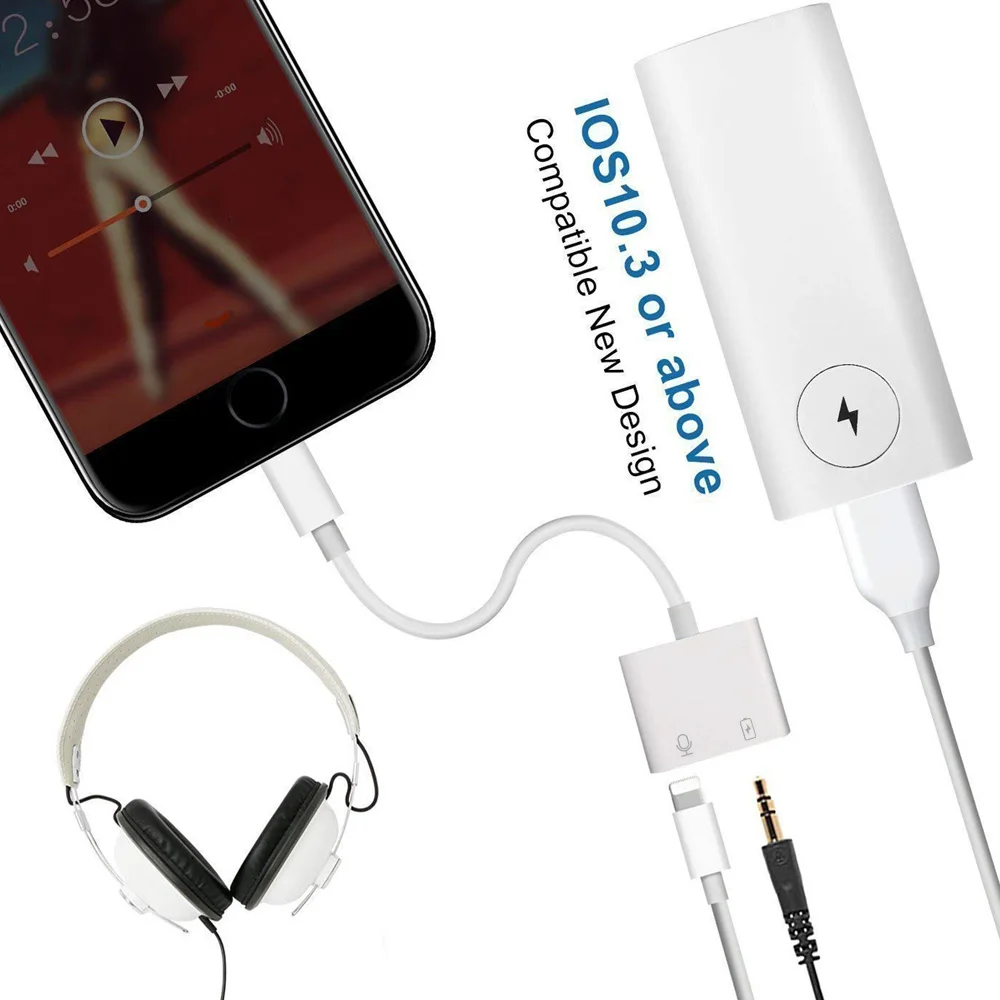 2 в 1 адаптер для зарядки аудио для iPhone 7 8 Plus X XS XR MAX Dual Lighting 3,5 мм разъем сплиттер зарядное устройство адаптеры для прослушивания