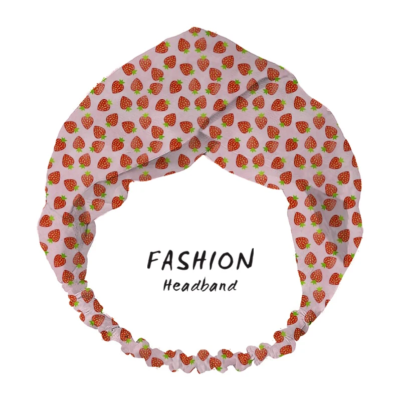 

2020 Women Hair Accessories Bandanas Hair Bands Strawberry Cream Pattern Print Headbands Cross Bandanas HairBand Hair Scrunchies