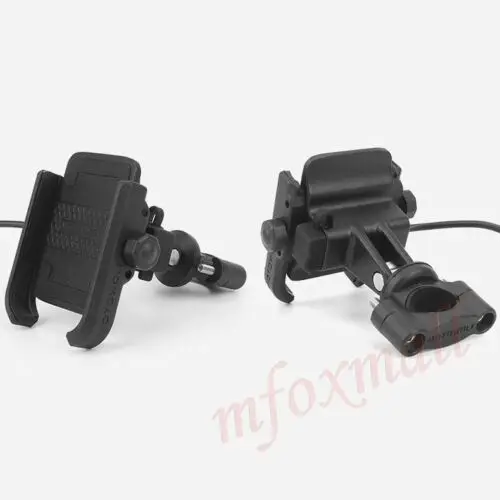 Black Handlebar Универсальный держатель для мобильного телефона на руль мотоцикла с USB зарядкой Аксессуары для мотоцикла с gps креплением - Название цвета: Black Handlebar