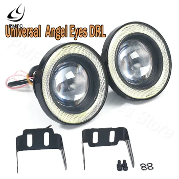 

PMFC 10W Car Light Universal 2.5/3.0/3.5 Inch COB LED Fog Lights White Angel Eyes Halo Ring Daytime Running DRL Projector Lamp