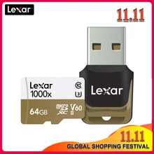 Lexar 150 МБ/с./с 1000x Micro SD Class 10 64 ГБ micro SDXC tf считыватель карт памяти UHS для дрона спортивная видеокамера