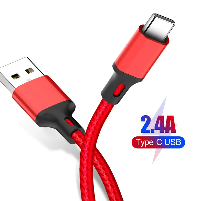 

1m 2.4A USB Type C Cable for Samsung S10 Huawei P30 Pro Fast Charge Type-C Mobile Phone Charging Wire USB C Cable for Samsung S9