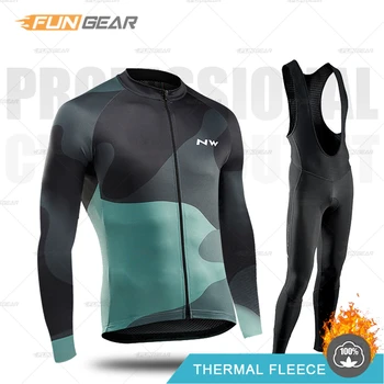 

NW Men Cycling Clothing Winter Bike Jersey Set Northwave Long Sleeve Thermal Fleece Jacket Outdoor Bicycle Team Ride Sports Wear