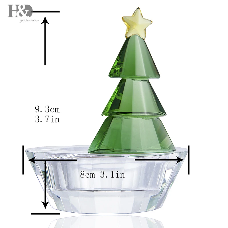 H& D Волшебная зеленая Рождественская елка, кристальная фигурка, подсвечник, чайный светильник, подсвечники, рождественский подарок, домашний Свадебный декор