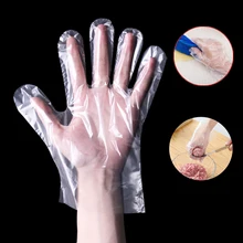 50/100PCS Transparent Plastic Disposable Gloves Household Cleaning Gloves Transparent Glove For Restaurant Kitchen BBQ