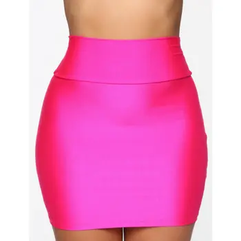 

New Fashion 2020 Summer Women Skirt High Waist Candy Color Plus Size Elastic pencil Sexy Short Skirt