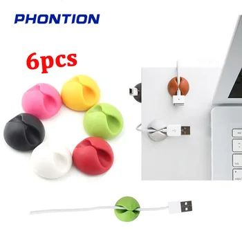 

6pcs Cable Organizer Cable Cord Holder USB Wire Winder Clip Desk Tidy Management clabe organiza Cable kabel cable protector
