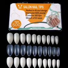 

Japanese Water Drop Almond Nail Tips 500pcs/Box Korea ABS Material Clear/Natural/White Full Cover False Nails