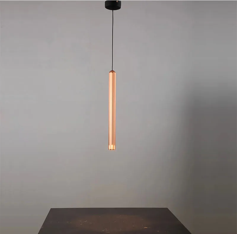 Минималистичный светодиодный подвесной светильник с длинной подвеской из розового золота, подвесной светильник для кухни, столовой, кухни, подвесной светильник
