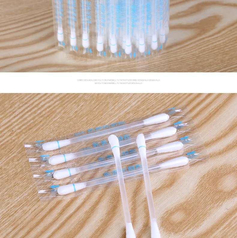 50 Pack Disposable Alcohol Disinfection Cotton Swab Skin Wound Disinfection Cotton Swab Ethanol Sterilizing Stick First Aid Supp