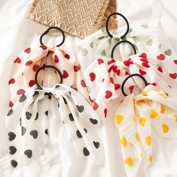 

Chiffon Rubber Bands Elastic Hair Ties Bow Floral Print Ponytail Hair Accessories Bowknot Hair Scrunchies For Girls Soft