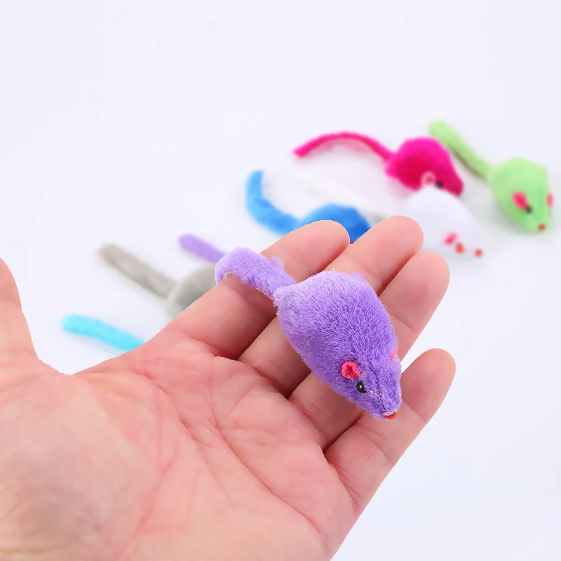 1PC Colorful Mouse Cat Toy Bite Resistant Molar Plush Mice Toy Funny Kitten Playing Fleece False Mouse Pet Training Supplies herding ball for dogs