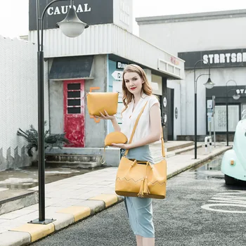 

Women's Bags 2019 New Three-piece PU Women's Bags Leather Bags