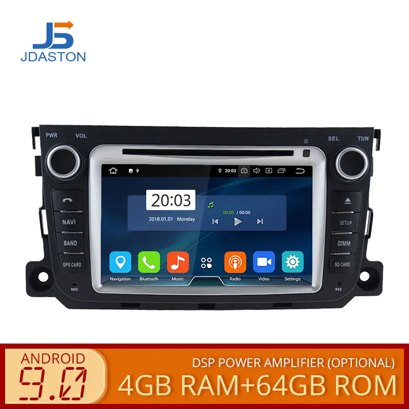 JDASTON Android 9,0 автомобильный dvd-плеер для Mercedes Benz Smart 2012 2013 4G+ 64G 2 Din Автомобильный радио мультимедиа gps Navi Стерео wifi