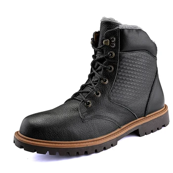 

Men's Boots Non-slip Winter Men Lace-up Leather Snow Boots High Quality Man Ankle Boots Basic Plush Warm Men Shoes