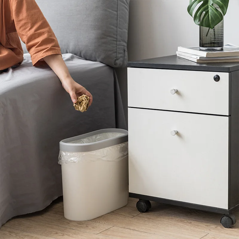 Narrow Slender Trash Can Square Shape PP Wastebasket Without Lid Paper Basket Gap Storage Garbage Bin Dustbin Holder