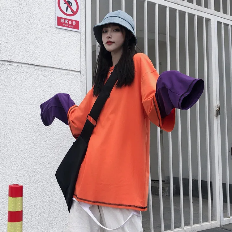 Woherb Harajuku поддельные 2 шт. футболки женские топы с принтом букв лоскутное Корейский Modis свободные весна осень леди футболка
