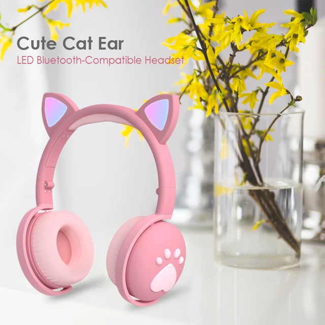 Casque Bluetooth sans fil avec oreilles de chat LED, casque avec micro TF  FM, écouteur de musique stéréo pour fille, écouteur chaton mignon, cadeau  pour enfant - AliExpress